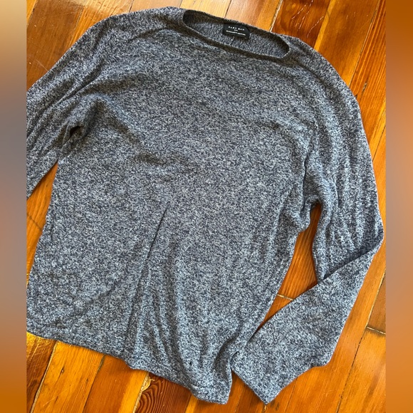 Zara Man Charcoal Knit Long Sleeve Top Size M Minimalist Fit - Picture 2 of 5